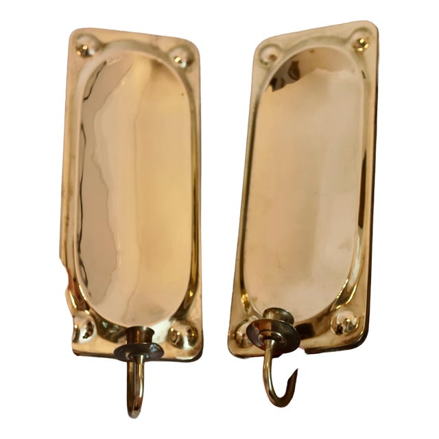 Mid-Century Swedish Brass Sconces, Set of 2 For Sale