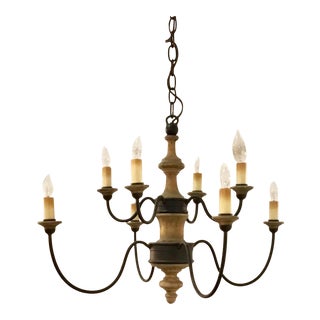 Organic Modern Currey & Co. Metal and Wood Abbey Chandelier For Sale