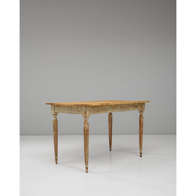 20th Century French Gustavian Wood Patinated Side Table For Sale - Image 18 of 18