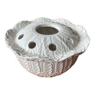 Vintage Italian Ceramic Textured Leaves Tulipiere For Sale