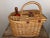 Wood Vintage Wicker Wine & Cheese Basket- Lined For Sale - Image 7 of 9