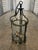 1950s 3-Light Brass & Belved Glass Cylinder Foyer Chandelier / Lantern For Sale - Image 10 of 12