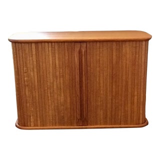 C1960 Teak Tambour 2 Door Wall Cabinet Danish Modern Mid Century - Excellent For Sale