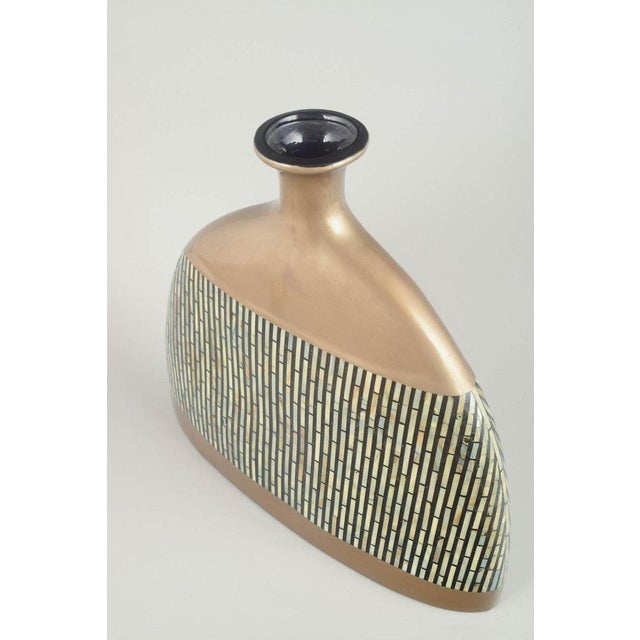 European Studio Ceramics Large vase, 1980s. Impressive, sculptural studio vase in glazed ceramic with geometric mosaic...