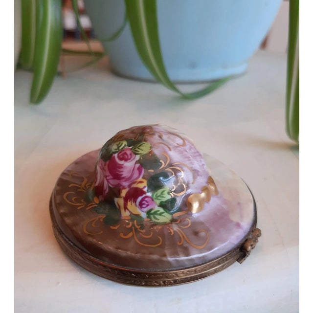Rose French Limoges Hat Box Floral Rose For Sale - Image 8 of 9