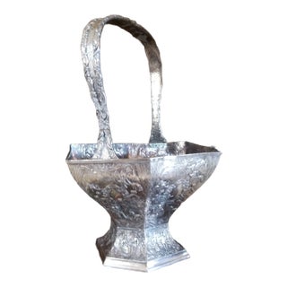 Antique Dutch Silverplated Basket For Sale