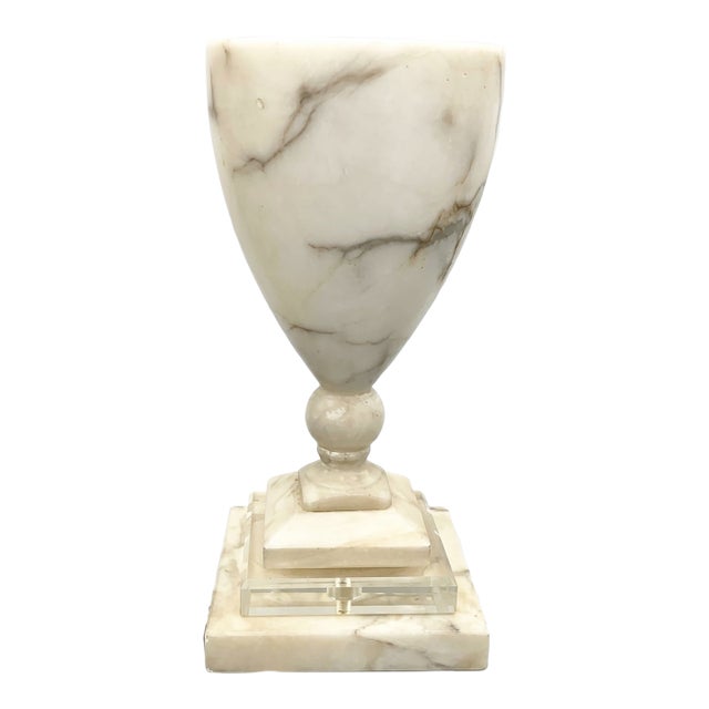 Mid 20th Century Hollywood Studio Alabaster & Lucite Neoclassical Table Lamp For Sale