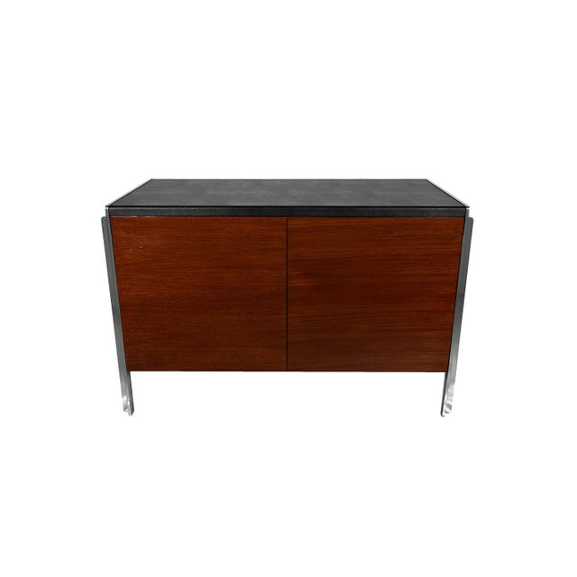 Mid-Century Modern Vintage Mid Century Modern Walnut and Electa Chrome Credenza Filing Cabinet by Stow Davis For Sale - Image 3 of 16