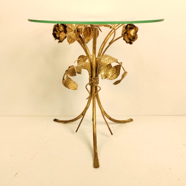 Vintage Hollywood Regency Metal Rose Side Table by Hans Kogl, 1970s For Sale - Image 11 of 13