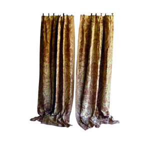 Pair of 1950s Eggplant Sphingi Frotuny Curtains