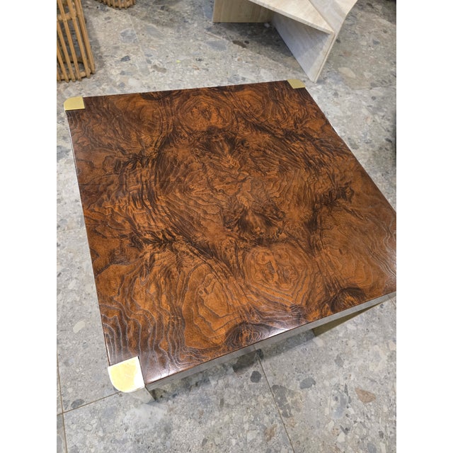 Century Furniture Mid 19th Century Beautiful Burl and Golden Brass Side Table by Century Furniture For Sale - Image 4 of 16