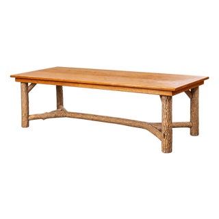 Ralph Lauren Style Rustic Ranch Oak Farm Table Faux Bois Legs - La Lune Collection 98” For Sale
