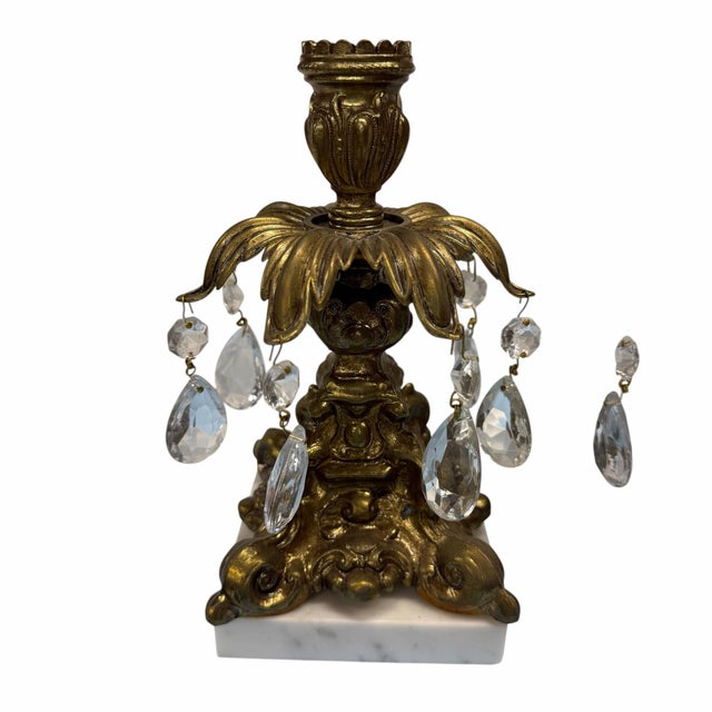 Vintage Mid Century Hollywood Regency Marble Base Candleholders Made in Italy - A Pair For Sale - Image 6 of 7