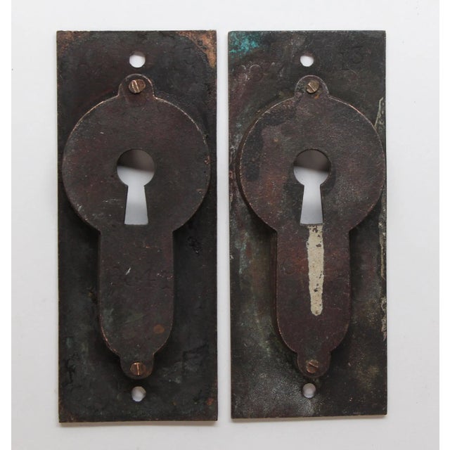 Mid 20th Century Pair of Mid 20th Century Bronze Aesthetic Recessed Pocket Door Plates For Sale - Image 5 of 5