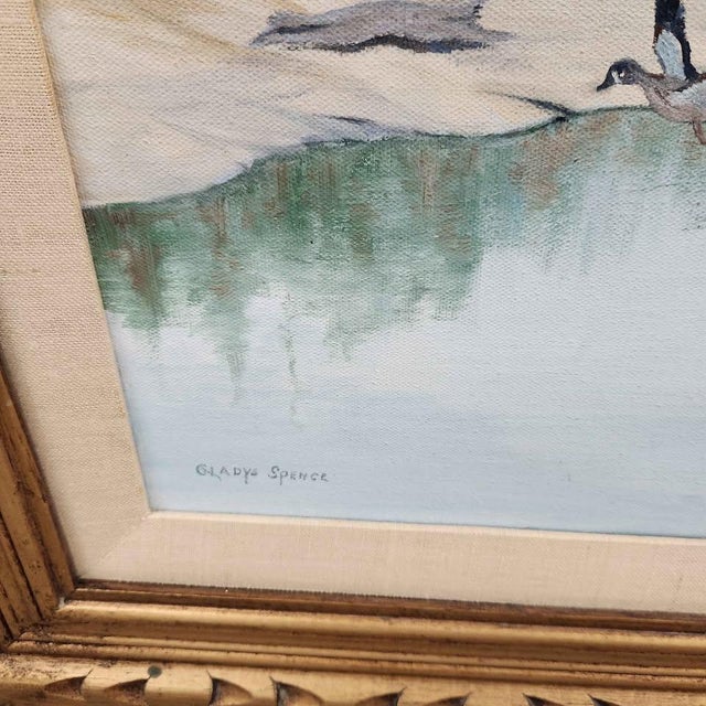 Late 20th Century Signed Vintage Coastal Marsh Landscape Painting in Carved Gilt Wood Frame, 24x28 For Sale - Image 5 of 8