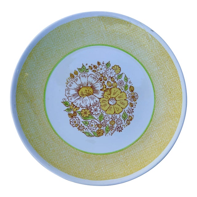 1968 Yellow Floral Ironstone Platter by Taylor, Smith, and Taylor For Sale