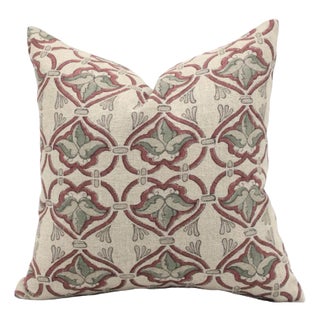 Block Printed Pillow Cover - Thick Linen 18x18 Inch- Hridyavan For Sale