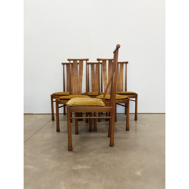 Set of 6 authentic vintage mid century modern dining chairs. "Saville" series by Lucian Ercolani for Ercol. Model 927....