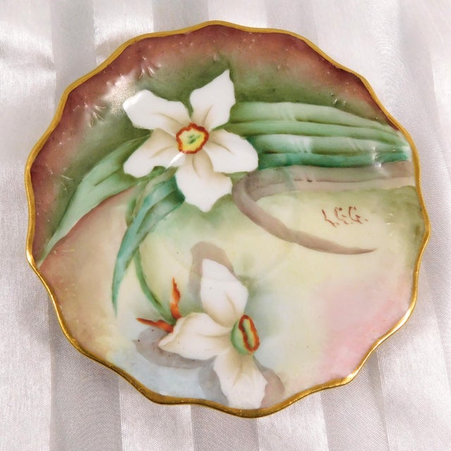 1990s Jean Pouyat Limoges Signed Chocolate Pot Set With Hand Painted Daffodils For Sale - Image 16 of 18