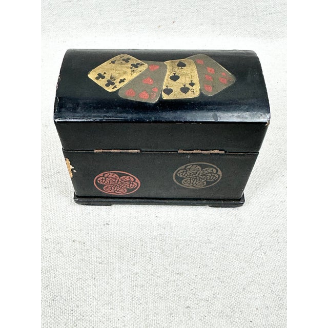 Traditional Vintage Hand Painted Playing Card Box For Sale - Image 3 of 10