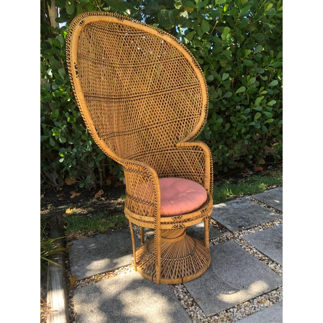 1970s Vintage Mid-Century Woven Rattan Peacock Chair For Sale In West Palm - Image 6 of 11