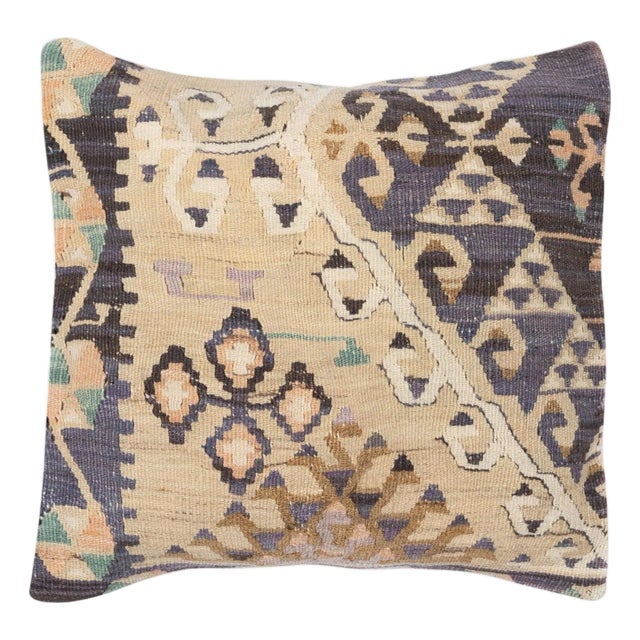 16"x16" Vintage Rug Pillowcase. Handmade Rug Cushion Cover. Turkish Toss Pillow For Sale