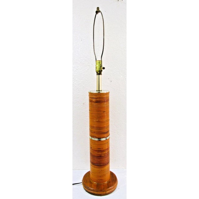 Vintage Pencil Reed and Brass Table Lamp in the Style of Gabriella Crespi, 1960s For Sale In Miami - Image 6 of 12