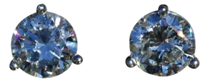 The Virgil Village: 1.96 Carat Total Weight Diamond Stud Earrings in Platinum Martini Settings, 2 Pieces