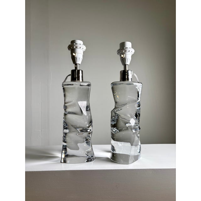 Mid-Century Modern Modernist Glass Table Lamps by Olle Alberius for Orrefors, 1960s, Set of 2 For Sale - Image 3 of 14