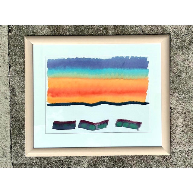 Late 20th Century Framed Abstract Joe Orffeo Watercolor Painting For Sale - Image 5 of 12