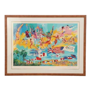 1970s Abstract Leroy Neiman Olympics Print
