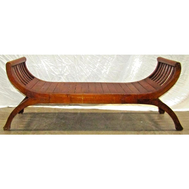 Traditional Antique Handcrafted Solid Teak Wood Kartini 2 Seater U-Shape Bench For Sale - Image 3 of 17