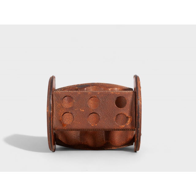 Animal Skin Mid-20th Century Modern French Leather Horseshoe-Shaped Cigar Holder by Hèrmes Paris For Sale - Image 7 of 8