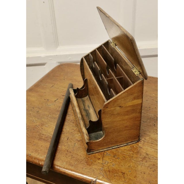 Oak Stationary or Letter Box with Pen Holder For Sale - Image 5 of 9