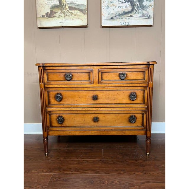 Antique French Commode Chest of Drawers Louis XVI Mahogany Brass C1930 For Sale - Image 4 of 18