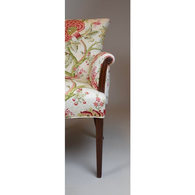 Baker Furniture Company Carved Mahogany Regency Style Lounge Accent Chair, Floral Upholstery, Usa, 1940's For Sale - Image 4 of 15