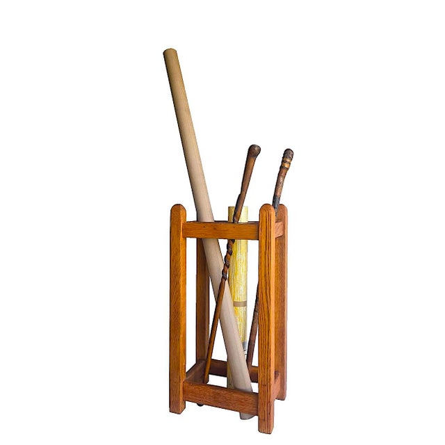 Early 20th Century Arts and Crafts Mission Stickley Style Oak Wood Umbrella Stand For Sale - Image 9 of 17