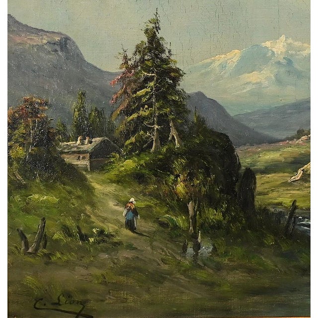 C. Lion, Mountain Landscape, Late 19th Century, Oil on Canvas For Sale - Image 6 of 18