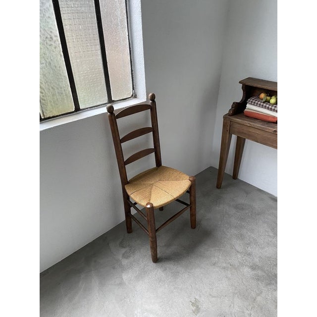Rustic Oak Straw Chair, 1950s For Sale - Image 4 of 18