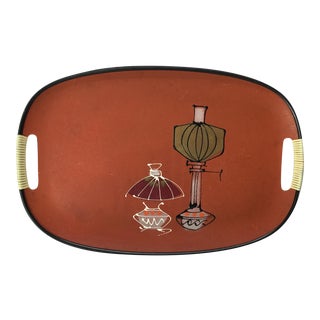 Mid Century Modern Hand Painted Decorative Tray For Sale