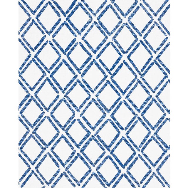 Sample - Schumacher Dina Paperweave Wallpaper in Cobalt For Sale