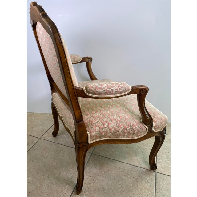 Tan Pair of French Louis XV Style Beechwood Fauteuil Armchairs, Carved Frames For Sale - Image 8 of 12