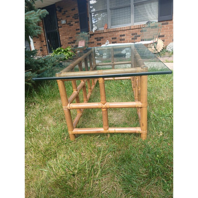 Wood Vintage Bamboo Coffee Table, Rectangular For Sale - Image 7 of 10