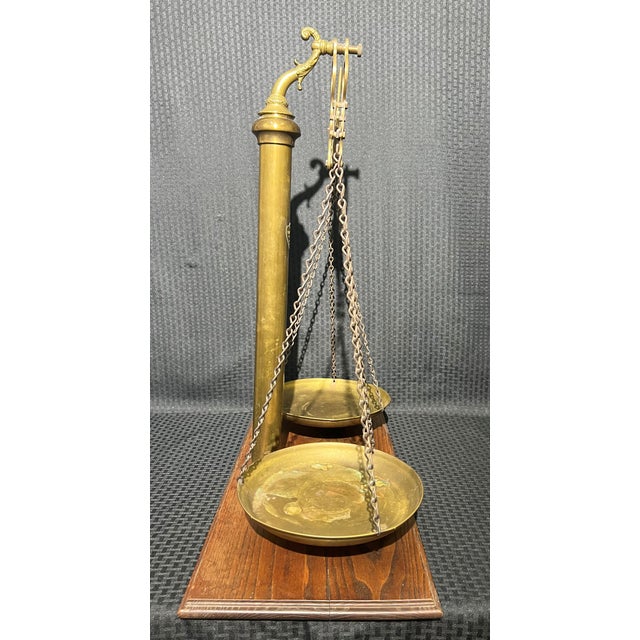 1940s Brass Wells Fargo San Francisco Banker Scales of Justice For Sale - Image 4 of 12