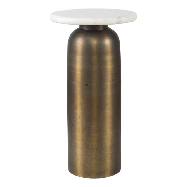 Outdoor Indoor Brass Cylinder Side Table For Sale
