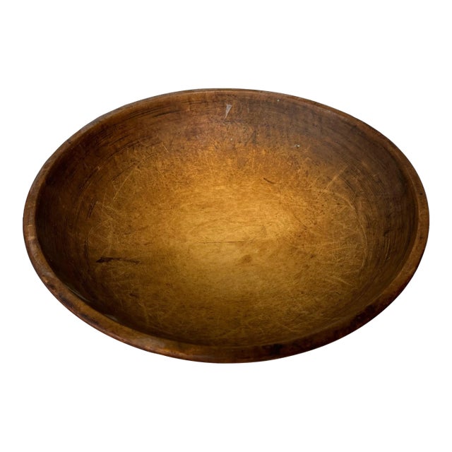 Antique Primitive Country Kitchen Wooden Dough Bowl For Sale