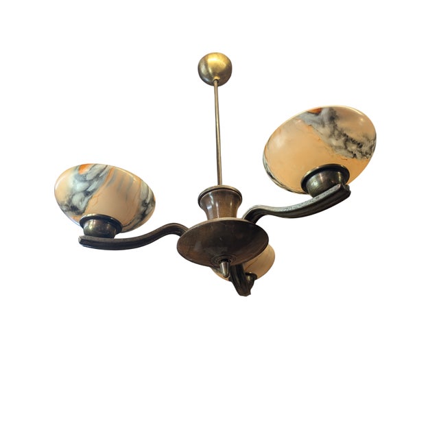 Three-Arm Chandelier by Paavo Tynell for Taito Oy, 1940s For Sale - Image 6 of 11