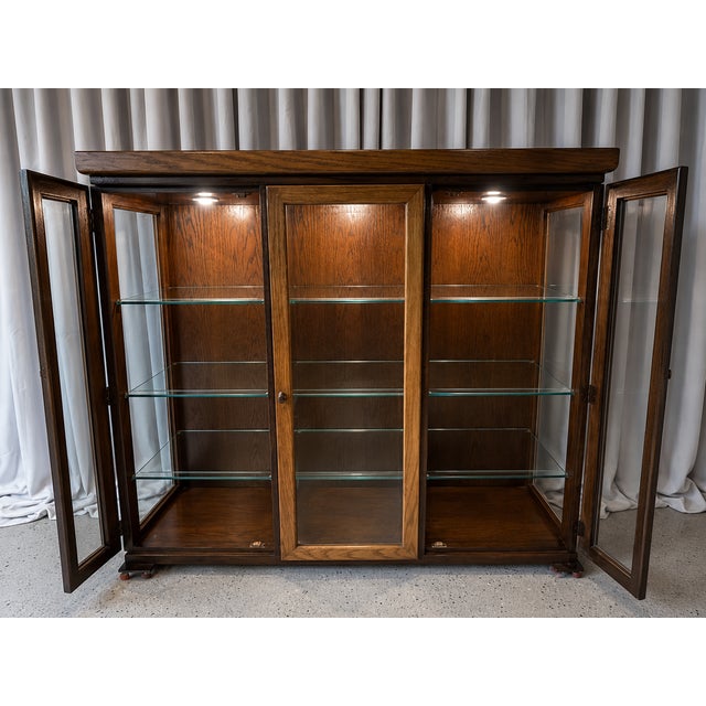 Brown Late 20th Century , Century Furniture Burl Wood Display Cabinet and Buffet With Glass Hutch For Sale - Image 8 of 10