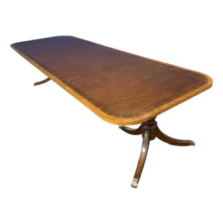 Traditional Multi-Banded Mahogany Dining Table by Leighton Hall - Showroom Sample For Sale