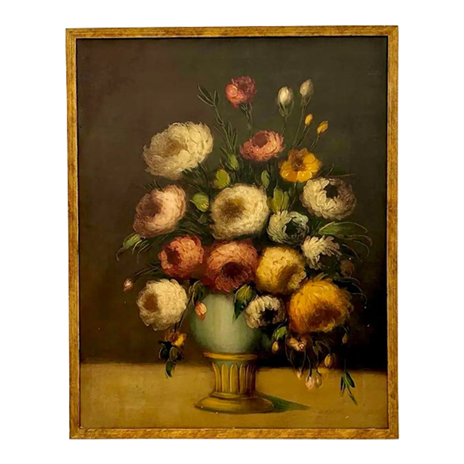 Vintage Floral Still Life Oil on Canvas | Chairish